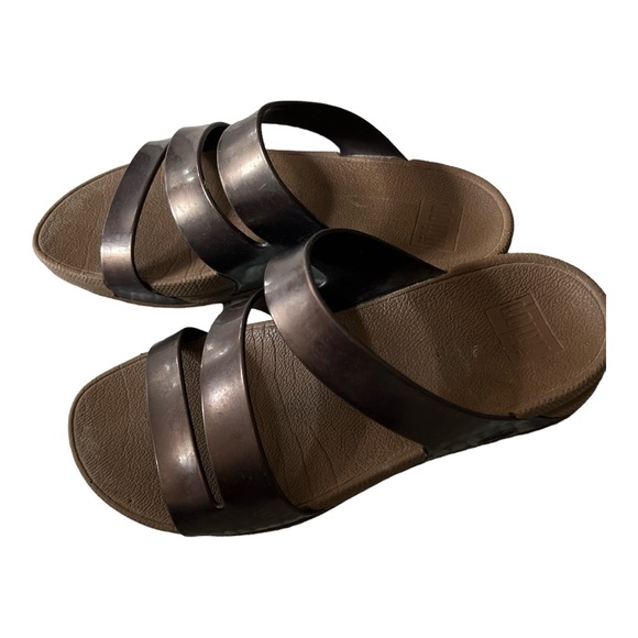 FIT FLOP | Superjelly Twist Slide Sandals in Bronze - Picture 2 of 8